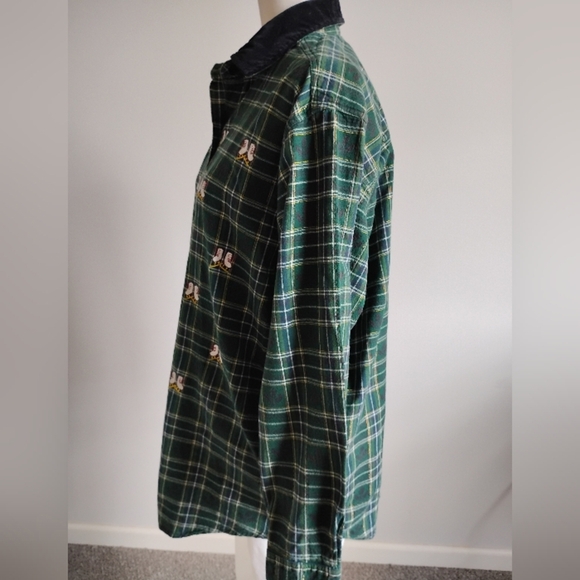 Victoria Jones Woman Flannel Plaid Embroidered Ice Skate Velvet Shirt Size 1X - Picture 5 of 13